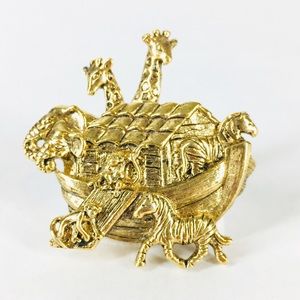 Noah’s Ark Gold Toned Brooch Pin